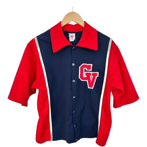 Vintage Falcons Bowling Jersey Athletic Supply Navy Red Short Sleeve Snaps Sz 42 - Picture 5 of 12